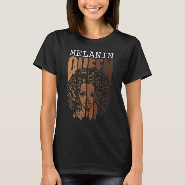 T-shirt Queen Melanin Mois de l'histoire des Noirs Afro-Am (Devant)