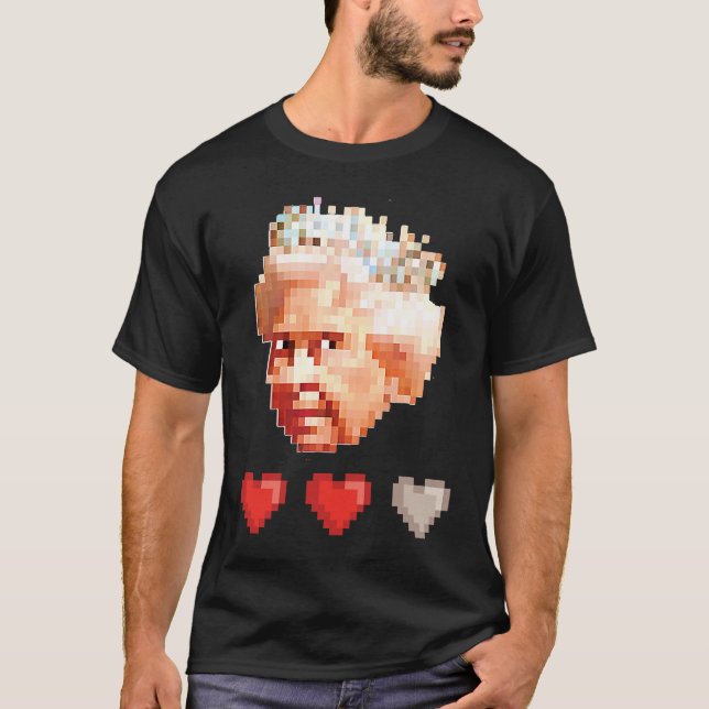 T-shirt Queen of England retro video game pixel 3 lives he (Devant)
