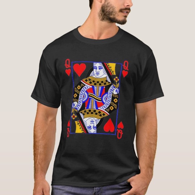 T-shirt Queen of Hearts Jouer Carte Poker Costume de carte (Devant)
