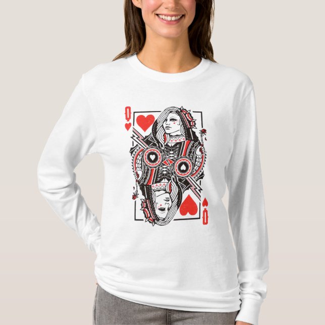 T-shirt Queen of Hearts Surdimensionné Graphisme, Jouer de (Devant)