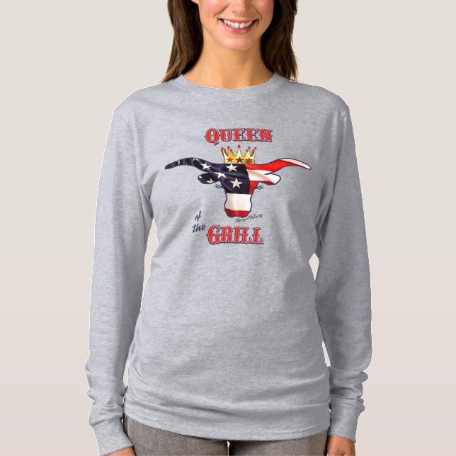 T-shirt Queen of the Grill - Longhorn Cow (Devant)