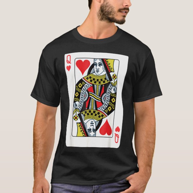 T-shirt Queen Of The Hearts Jouer Poker Carte (Devant)