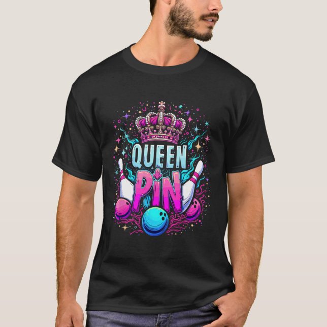 T-shirt Queen Pin Shirt Bowler Bowling League For Bowling  (Devant)