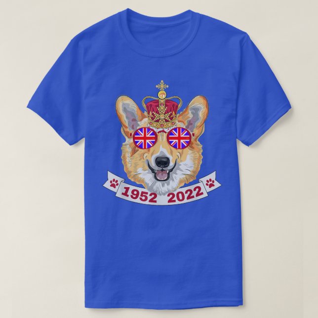 T-shirt Queen Platinum Jubilee, Queens Royal Corgi (Design devant)