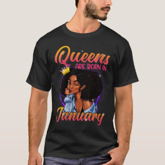 T-shirt Queens Born Janvier Chemise Black Girl Anniversair