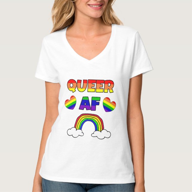 T-shirt Queer AF LGBT (Devant)