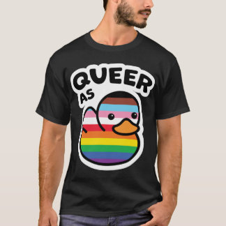 T-shirt Queer As Duck Rainbow Progress Pride Rubber Ducky 