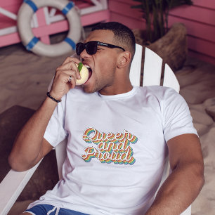 T-SHIRT QUEER ET FIER RAINBOW DRAPEAU RETRO ESTHÉTIQUE '70