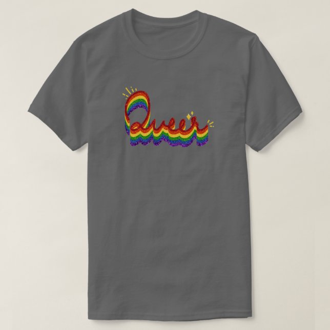 T-shirt Queer Parties scintillant Pride Arc-en-ciel (Design devant)