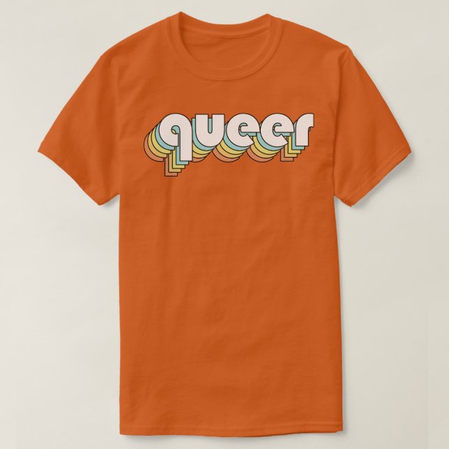 T-shirt Queer Retro Rainbow Typographie style défraîchi (Design devant)