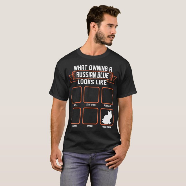 T-shirt Quel chat bleu russe de possession ressemble au (Devant entier)