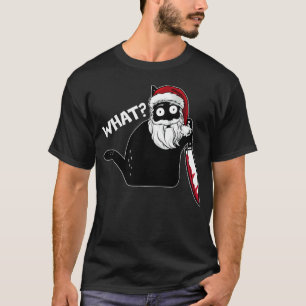T-shirt Quel chat Père Noël Avec Couteau Chat Noël