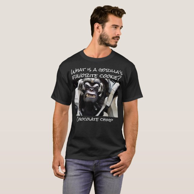 T-shirt Quel est le biscuit préféré d'un gorille ? (Devant entier)