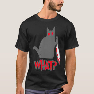 T-shirt QUEL Psycho Chat Meurtrier Chat avec Couteau