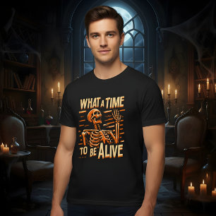T-shirt Quel Temps Pour Être Vivant Joyeux Squelette D'Hal