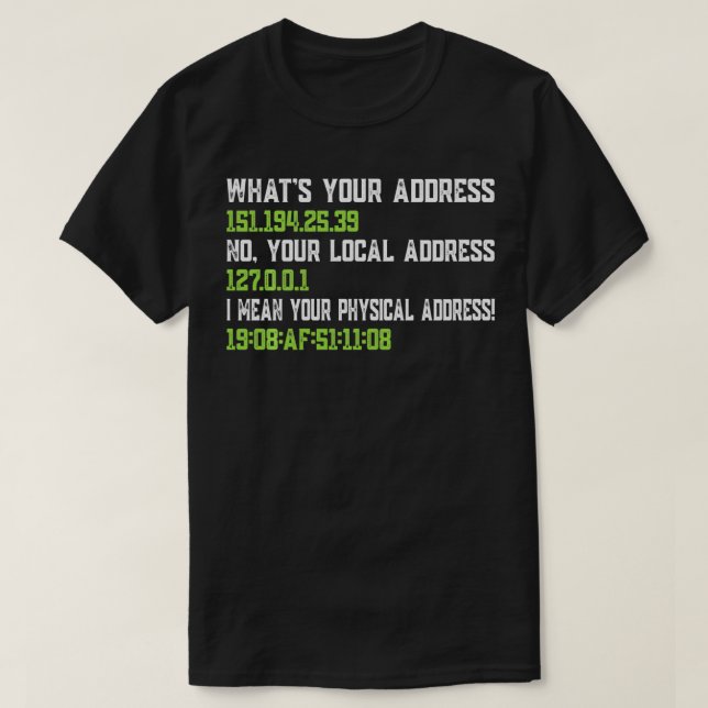 T-shirt Quelle est votre adresse Funny Networking IT Progr (Design devant)