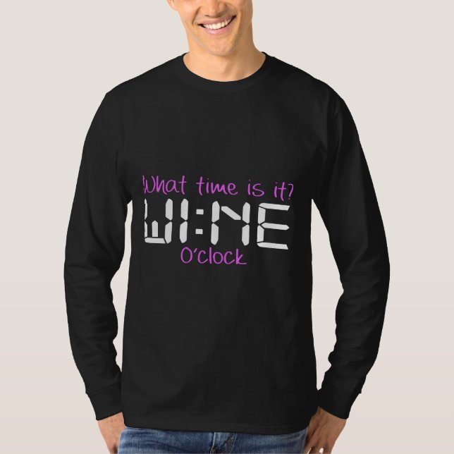 T-shirt Quelle Heure Est-Il Vin Oclock Vin Temps Vin (Devant)