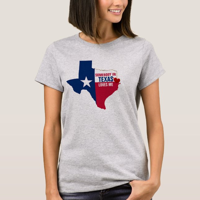 T-shirt Quelqu'un au Texas m'aime coeur, mignon drapeau du (Devant)