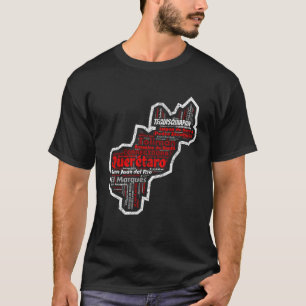 T-shirt Queretaro Mexique Mapa Y Municipios État mexicain