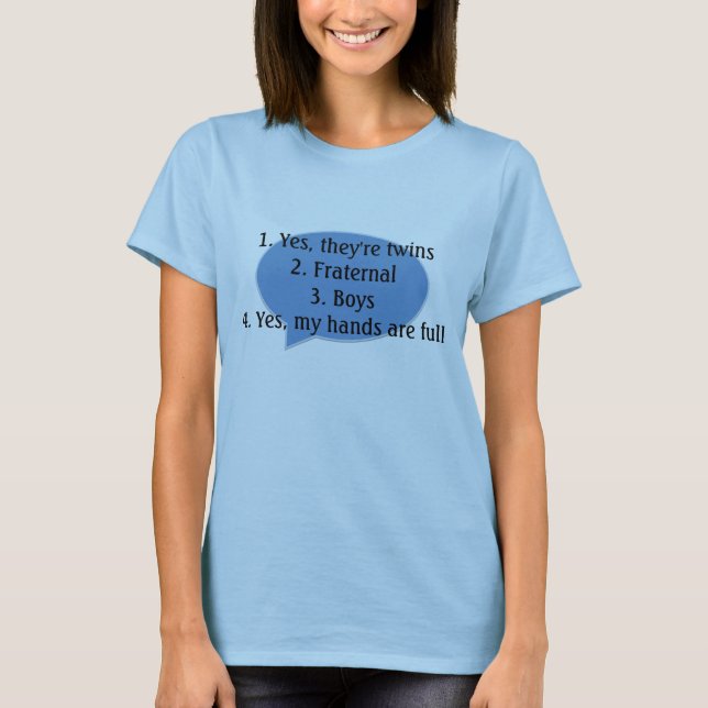 T-shirt Questions jumelles communes de réponse - pièce en (Devant)