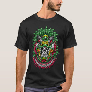 T-shirt Quetzalcoatl Skull Huichol Calavera Mexicaine ART 