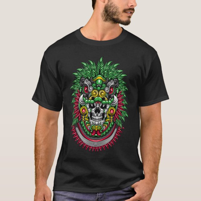 T-shirt Quetzalcoatl Skull Huichol Calavera Mexicaine ART  (Devant)