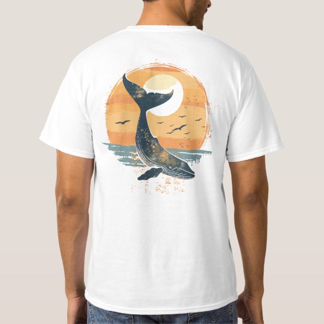 T-shirt Queue de baleine au coucher du soleil - Graphique  (Dos)