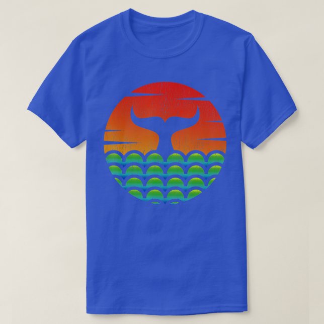 T-shirt Queue de baleines observation coucher du soleil (Design devant)