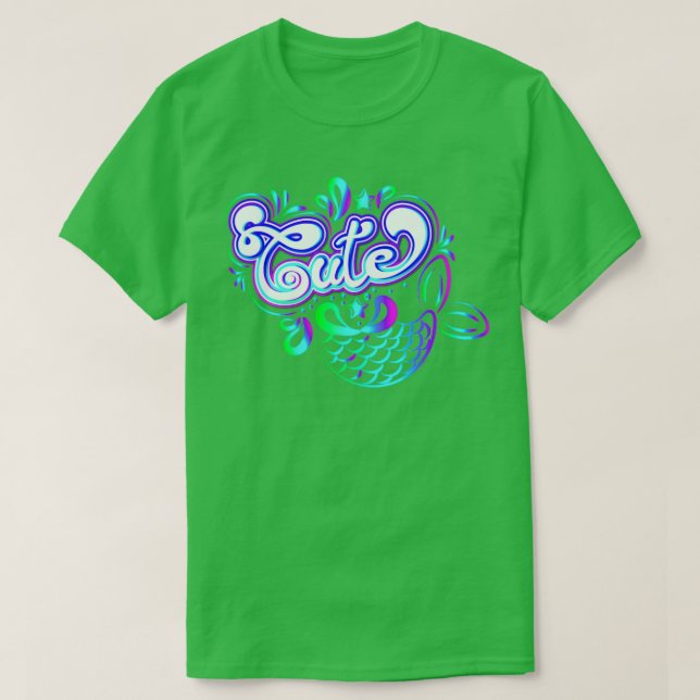 T-shirt Queue mignonne de sirène Iridescente (Design devant)