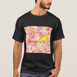 T-shirt queues de poisson, poisson glassmorphism, rouge, j