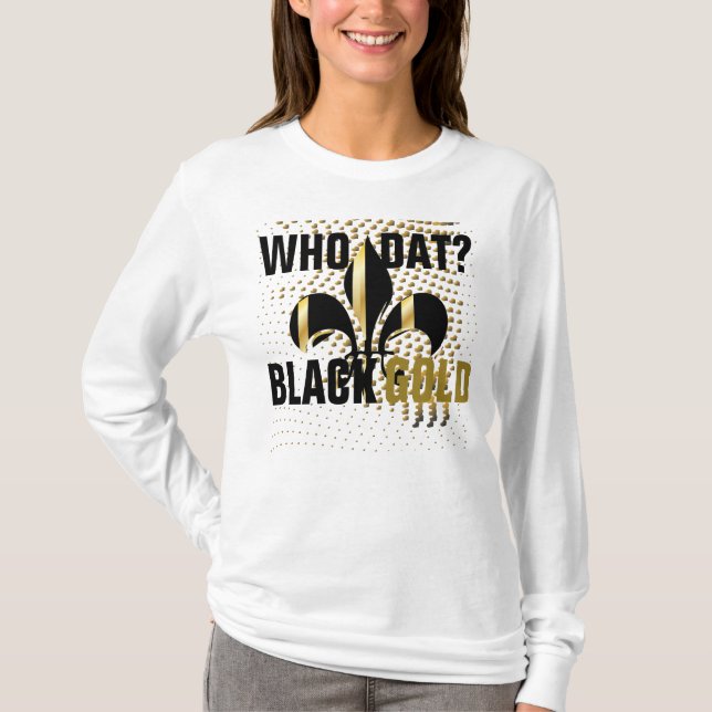 T-shirt Qui est-ce ? Coeurs d'or noir/Fleur de Lis (Devant)
