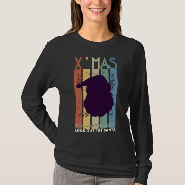 T-shirt Qui veut un cadeau, cherchez Père Noël.b (Devant)