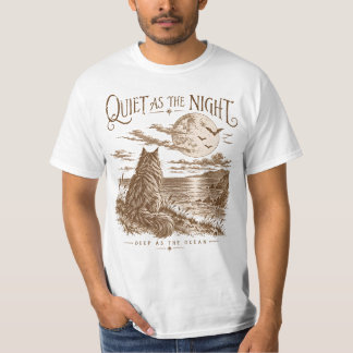T-shirt Quiet as the Night Maine Coon Moon Ocean Art