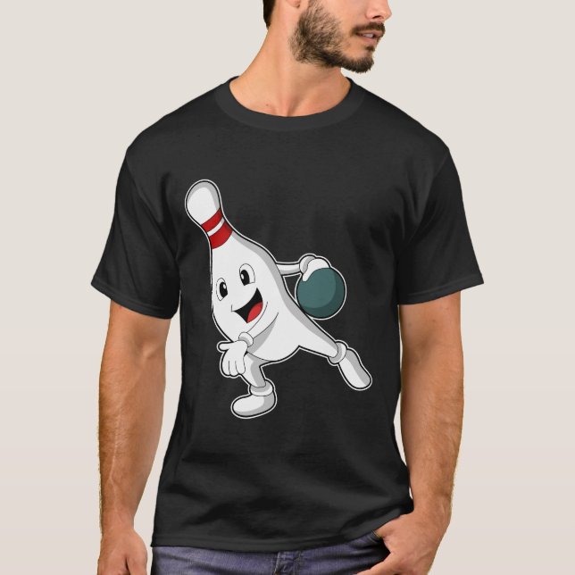 T-shirt Quille de bowling avec boule de bowling (Devant)