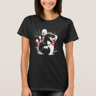 T-shirt Quilles de Bowling T-Rex - Amour de Bowling de Din