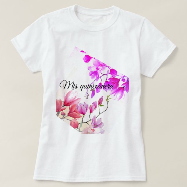T-shirt Quinceanera à fleurs (Design devant)
