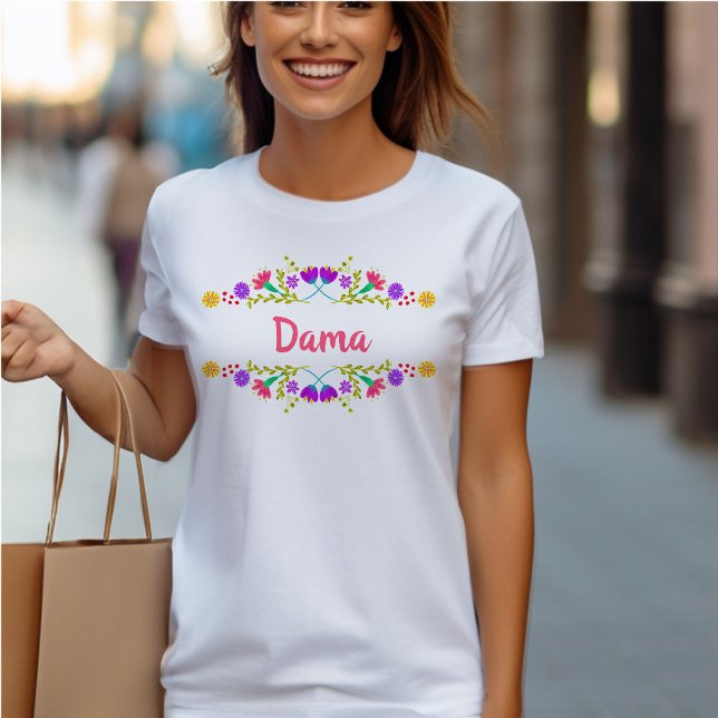 T-shirt Quinceanera Dama Fiesta Mexicaine Florale Annivers (Quinceanera T-shirt from my Mexican Fiesta Flowers Quinceanera Collection)