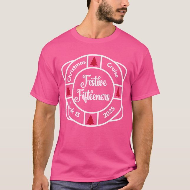 T-shirt Quinze Festive Classique Tee d'équipage (rose) (Devant)