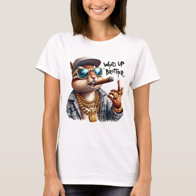 T-shirt quoi de neuf frère écureuil fume le cigare (Devant)