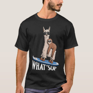 T-shirt QUOI SUP Hipster Sloth et Llama Stand.Up Paddling