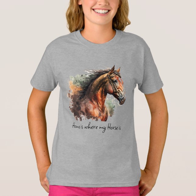 T-shirt Quote de cheval Aquarelle photo personnalisée équi (Devant)