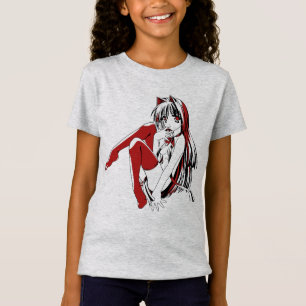 T-Shirt R & B Manga, Neko Catgirl Furry Loli Anime
