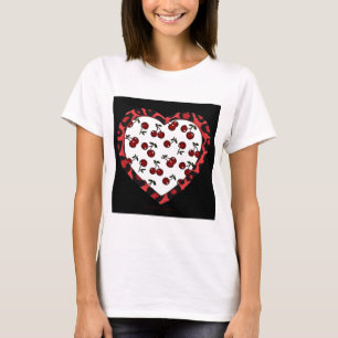 T-shirt RAB Rockabilly Cherries Coeur Empreinte de léopard
