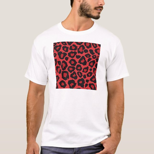 T-shirt RAB Rockabilly Empreinte de léopard Rouge Noir (Devant)