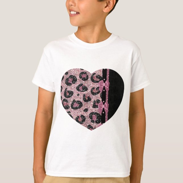 T-shirt RAB Rockabilly Pink Leopard Ribbon Bows (Devant)