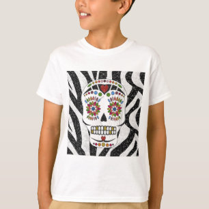 T-shirt RAB Rockabilly Sugar Skull on Zebra