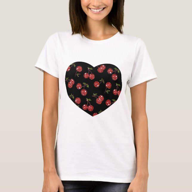 T-shirt RAB Rockabilly très cerise cerises sur noir (Devant)