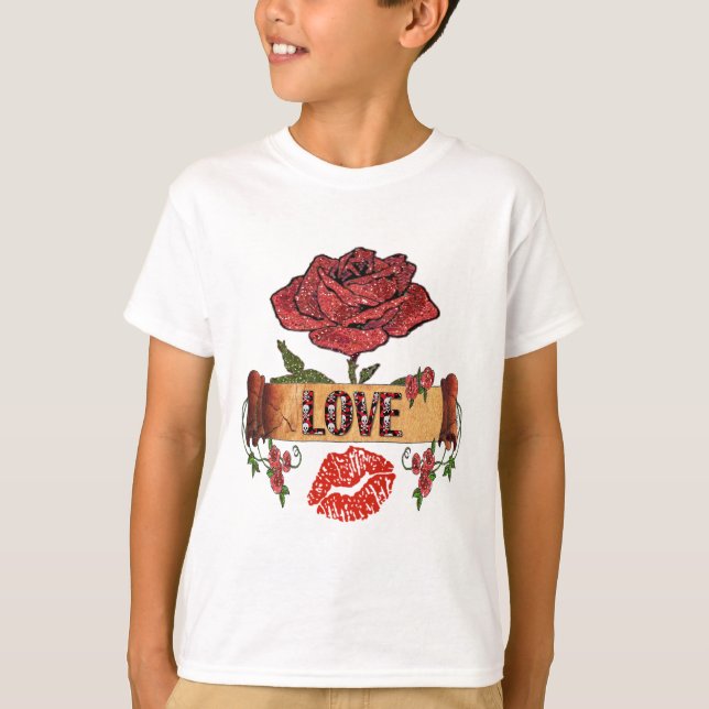 T-shirt RAB Rockabilly Valentine Roses, Love & Lipstick (Devant)