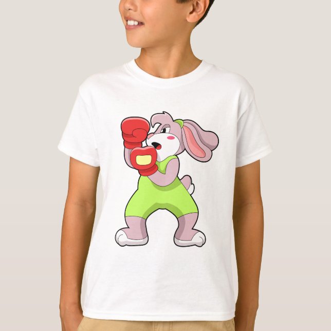 T-shirt Rabbit à la boxe avec gants de boxe (Devant)