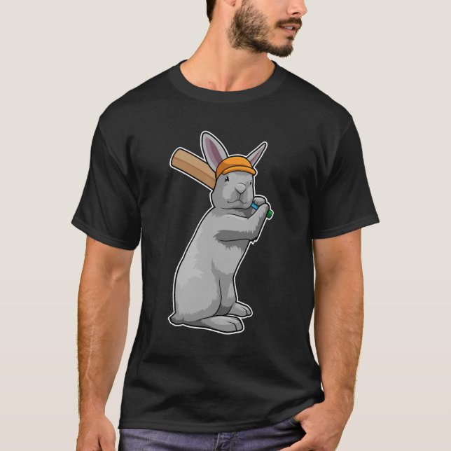 T-shirt Rabbit au cricket avec chauve-souris de cricket (Devant)